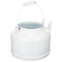 Artikel Charmante decoratieve theepot in wit, metalen plantenbak in landelijke stijl, vintage plantenbak 27x20,5 cm