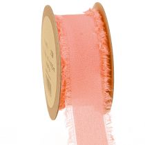 Artikel Chiffon lint oranje pastel stof lint franjes 40mm 15m