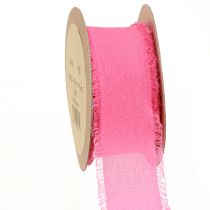 Artikel Chiffon lint roze neon stoffen lint met franjes 40 mm 15 m