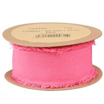 Artikel Chiffon lint roze neon stof lint met franjes 40mm 15m