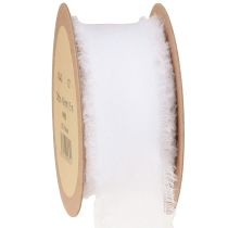 Artikel Chiffon lint wit stoffen lint met franjes 40mm 15m