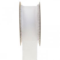 Artikel Chiffon lint wit stoffen lint met franjes 40mm 15m