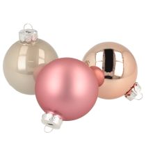 Artikel Kerstboombal glas roze crème Ø60mm 24 stuks