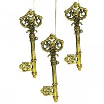Kerstboom ornamenten deco sleutel goud H14.5cm 12st