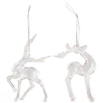 Artikel Kerstboomdecoratie hert decoratief figuur acryl 12,5/15cm 2st