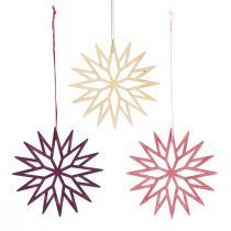 Artikel Kerstboomdecoratie houten decoratie sneeuwvlok bes 10cm 12 st