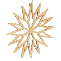 Artikel Kerstboomdecoratie houten decoratie sneeuwvlok bes 10cm 12 st