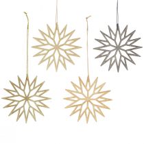 Artikel Kerstboomversiering houten decoratie sneeuwvlok bruin 10cm 12 st