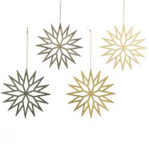 Artikel Kerstboomdecoratie sneeuwvlokken decoratie hout groen 15cm 8 st