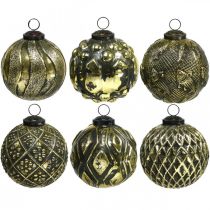 Vintage kerstballen glazen bollen goud Ø9.5cm 6st
