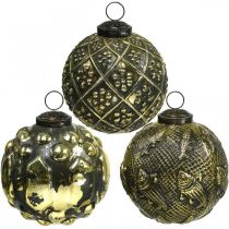 Vintage kerstballen glazen bollen goud Ø9.5cm 6st