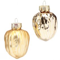Artikel Kerstboomversiering Kerst goud walnoot 3x6cm 6 st