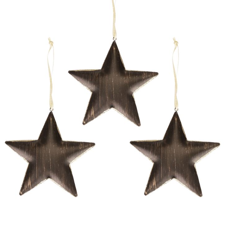 Artikel Kerstboomdecoratie decoratie ster metaal zwart goud Ø15cm 3 st