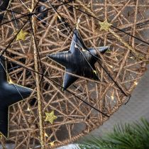 Kerstboomversiering decoratieve ster metaal zwart goud Ø11cm 4st