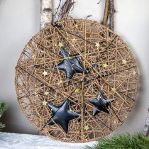Kerstboomdecoratie decoratie ster metaal zwart goud Ø15cm 3st