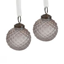 Kerstboomversiering vintage glasdecoratie blauw grijs Ø5cm 9st