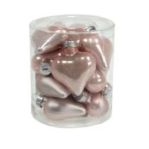 Artikel Mini glazen hartjes roze 4cm 12 st
