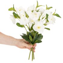 Artikel Kerstroos kunstbloem, wit, decoratief boeket kunstbloemen, 40 cm, 4 stuks