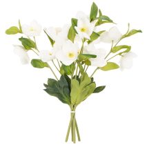 Artikel Kerstroos kunstbloem, wit, decoratief boeket kunstbloemen, 40 cm, 4 stuks
