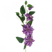 Clematis kunst, zijden bloem, decoratieve tak met clematis bloemen violet L84cm