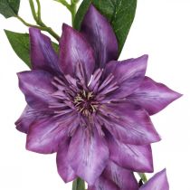 Clematis kunst, zijden bloem, decoratieve tak met clematis bloemen violet L84cm