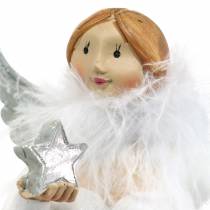 Artikel Decoratieve engel met hart en ster wit, zilver Ø7,5 H15cm 2st