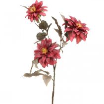 Artikel Kunstbloem dahlia rood, zijden bloem herfst 72cm Ø9/11cm