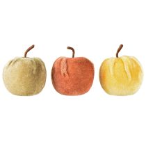 Artikel Decoratieve appels stof appel fluweel bruin geel Ø5cm H6cm 12 stuks