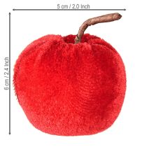 Artikel Decoratieve appels stof herfstdecoratie fluweel rood Ø5cm H6cm 12 stuks