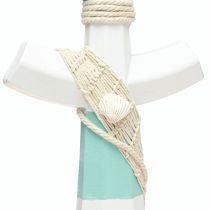 Artikel Decoratief anker wit blauw maritiem decoratie om op te hangen H58,5cm