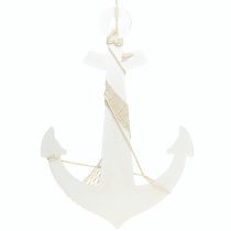 Artikel Decoratief anker wit blauw maritiem decoratie om op te hangen H58,5cm