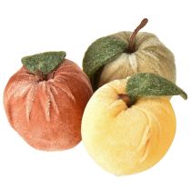 Artikel Decoratieve Appelfluweel met Blad Bruin Geel Ø7,5cm H9cm 9 st.