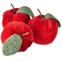 Artikel Decoratieve appelstof met bladfluweel &amp; vilt rood Ø7,5cm H9cm 9 stuks