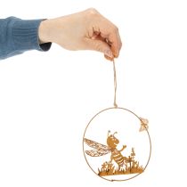 Artikel Decoratieve metalen bij, roestkleurige afwerking, tuindecoratie om op te hangen, Ø14 cm, 4 stuks