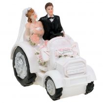 Decoratieve bruid en bruidegom op tractor H10cm