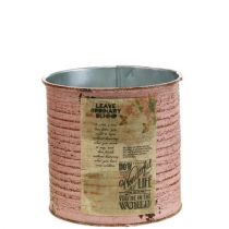 Artikel Bloempot sierdoos rond oud roze metalen plantenbak Ø8cm H7.5cm