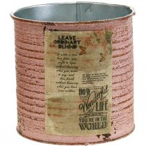 Artikel Bloempot sierdoos rond oud roze metalen plantenbak Ø8cm H7.5cm