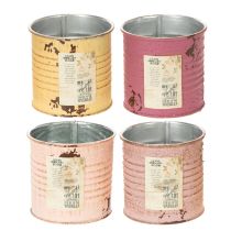 Artikel Decoratiedoos metaal vintage Ø8cm H7.5cm Verschillende kleuren