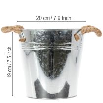Artikel Decoratieve metalen emmerbloempot met touwgrepen Ø20cm