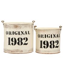 Artikel Decoratieve emmer met handvat “Original 1982” Crème Ø12/10cm 2x2-delige set