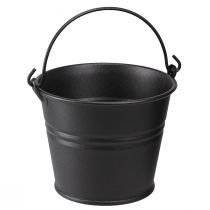 Artikel Decoratieve emmer metalen bloempot handvat zwart Ø14cm 3st