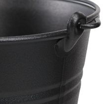 Artikel Decoratieve emmer metalen bloempot handvat zwart Ø14cm 3st
