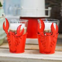 Artikel Decoratieve emmer kreeft metaal rood Ø8cm H13cm 3 st
