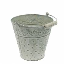 Sierpotje gestippeld metaal groen Ø15.5cm white wash