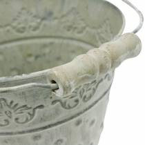 Artikel Sieremmer, wit gewassen, met handvat Ø20,5cm, plantenbak, metalen decoratie