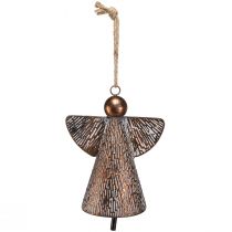 Artikel Decoratieve beschermengel metalen bel brons wit vintage shabby chic 21x13.5x24cm