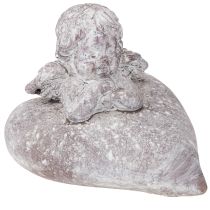 Artikel Decoratieve engel op hartfiguur van gegoten steen 15×13,5×12cm