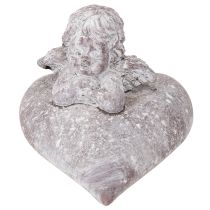 Artikel Decoratieve engel op hartfiguur van gegoten steen 15×13,5×12cm