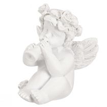 Artikel Decoratieve engel met hart grafdecoratie wit polyresin H5cm 6st
