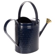Artikel Decoratieve gieter in vintage blauw-goud geruit metaal retro design voor binnen, tuin en balkon, 65 cm